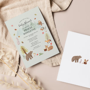 Lámina Invitación moderna de animales de la madera de Bab
