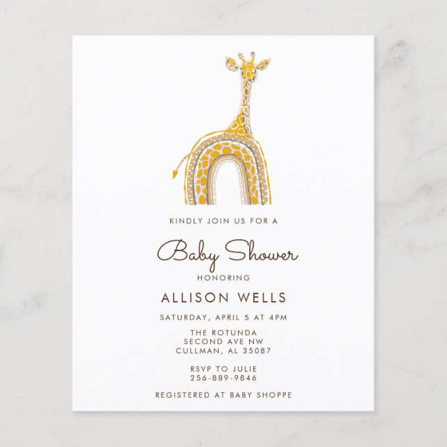 Lámina Invitación moderna de Baby Shower (Anverso)