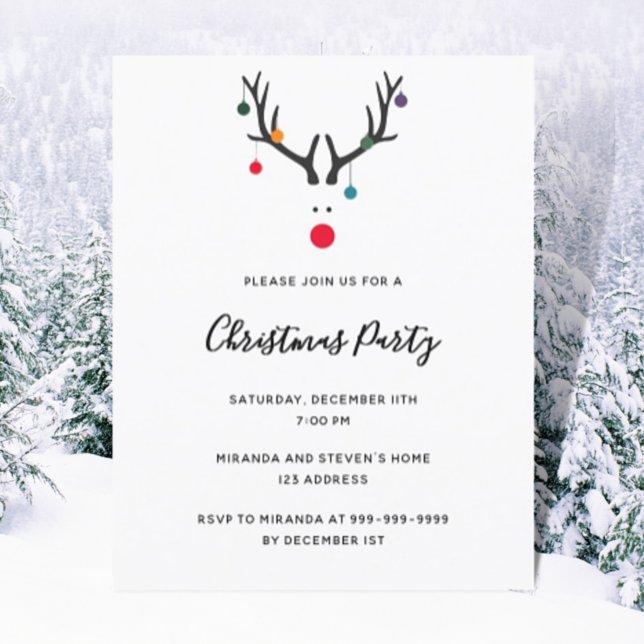 Lámina Invitación moderna de renos fiestas Navidades de p (Subido por el creador)