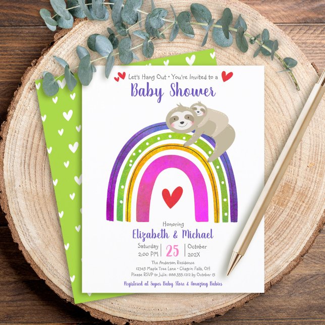 Lámina Invitación moderna del arcoiris de Baby Shower Slo (Subido por el creador)