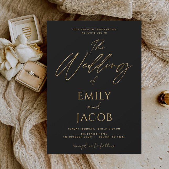 Lámina Invitación moderna del Boda de oro negro de presup (Subido por el creador)