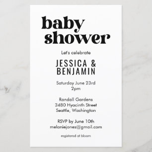 Lámina Invitación moderna económica para baby shower en b