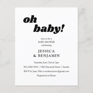 Lámina Invitación moderna económica para baby shower en p