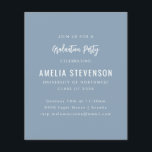 Lámina Invitación moderna económica para fiesta de gradua<br><div class="desc">Invitación de graduación minimalista moderna y económica en azul polvoriento</div>