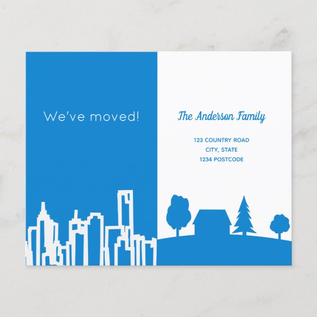 Lámina Invitación móvil azul de la ciudad de presupuesto (Anverso)