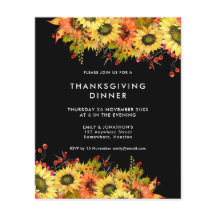 Invitación negra a la cena de Acción de Gracias de