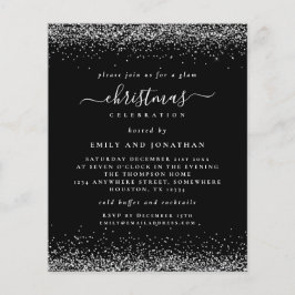 Lámina Invitación negra de Fiesta Navidades Purpurinas de