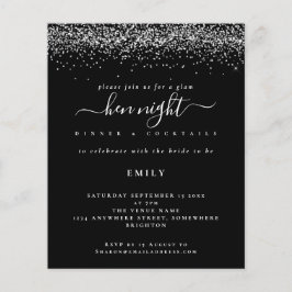 Lámina Invitación negra de Hen Night Purpurina de Plata P