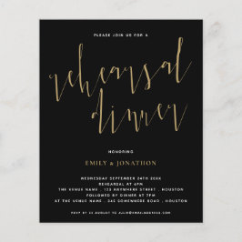 Lámina Invitación negra de oro para cena de ensayo de gui