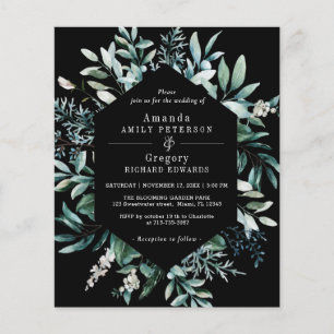 Lámina Invitación negra del Boda de Leafy Botánico Presup