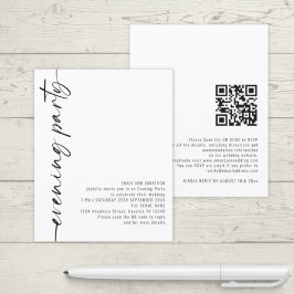 Lámina Invitación nocturna Boda de código QR de caligrafí