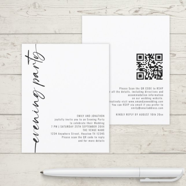 Lámina Invitación nocturna Boda de código QR de caligrafí (Subido por el creador)