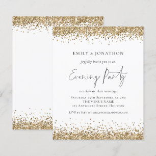 Lámina Invitación nocturna Boda Purpurina de Oro de PRESU