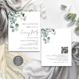 Lámina Invitación nocturna de Boda QR de Eucalyptus de pr