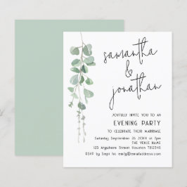 Lámina Invitación nocturna informal de Bodas sobre eucali