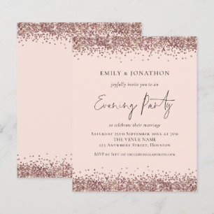 Lámina Invitación nocturna rosada Rosa Purpurina de oro