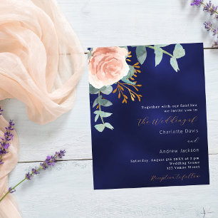 Lámina Invitación nupcial de rosa azul marino