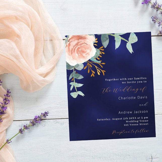 Lámina Invitación nupcial de rosa azul marino (Subido por el creador)