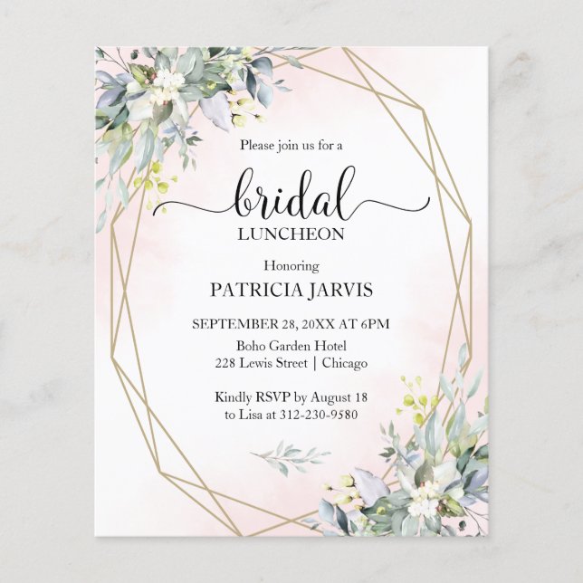 Lámina Invitación para almuerzo de boda con tema de eucal (Anverso)
