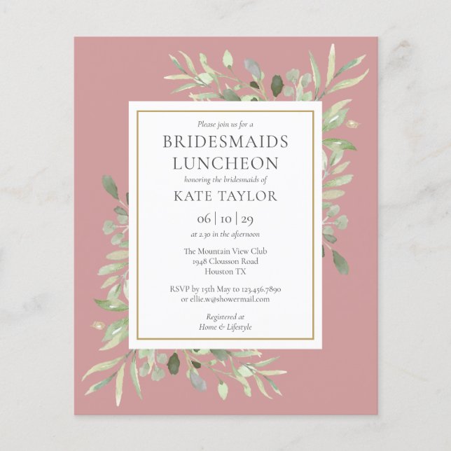 Lámina Invitación para almuerzo de damas de honor rosa co (Anverso)