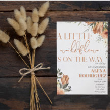 Invitación para baby shower boho de flores Pequeña