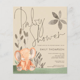 Lámina Invitación para Baby Shower con Elefante de Presup