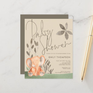 Lámina Invitación para Baby Shower con Elefante de Presup