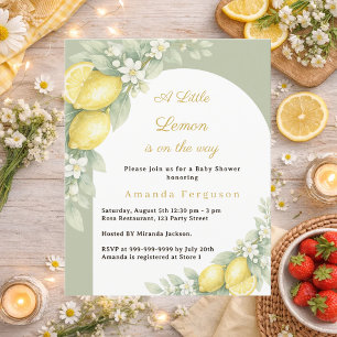 Lámina Invitación para baby shower con limón, cítricos, s
