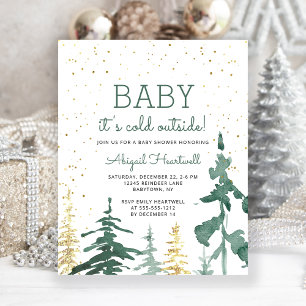 Lámina Invitación para Baby Shower de Bosque de Invierno