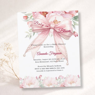 Lámina Invitación para Baby Shower de niña con flores ros