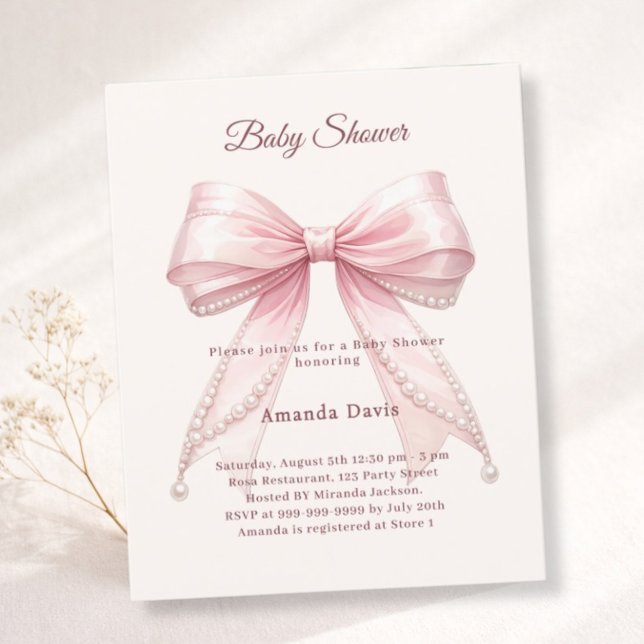 Lámina Invitación para baby shower de niña con perlas de  (Subido por el creador)