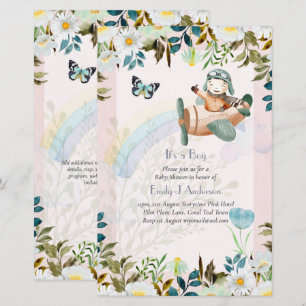 Lámina Invitación para Baby Shower de Niños Piloto de Avi