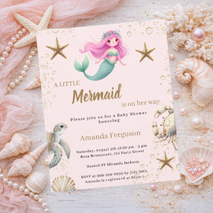 Lámina Invitación para baby shower de sirena bajo el mar