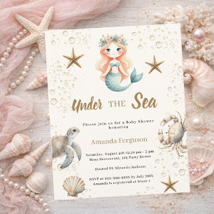 Lámina Invitación para baby shower de sirena bajo el mar