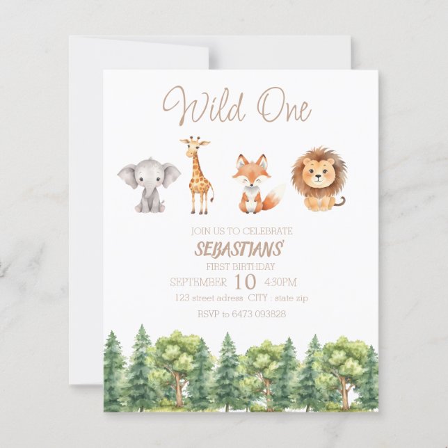 Lámina invitación para bebé de primer cumpleaños (Anverso)