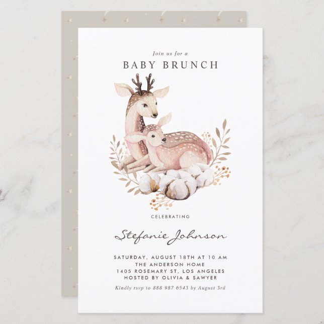 Lámina Invitación para Brunch de Bienvenida al Bebé Cierv (Anverso / Reverso)