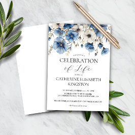 Lámina Invitación para conmemorar la flor blanca azul tur