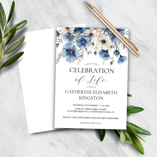 Lámina Invitación para conmemorar la flor blanca azul tur (Subido por el creador)