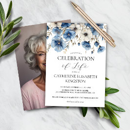 Lámina Invitación para conmemorar la flor blanca azul tur