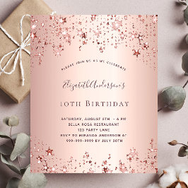 Lámina invitación para cumpleaños de Rosa de estrellas de