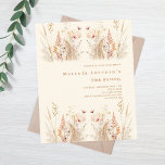 Lámina Invitación para cumpleaños del Boho de Wildflowers<br><div class="desc">Una elegante invitación de cumpleaños número 50 (o cualquier edad). Un fondo de color crema,  beige,  decorado con flores silvestres de color agua en tonos beige,  rosa y verde polvoriento. 1 hoja = 1 borde impreso de invitación al borde.</div>