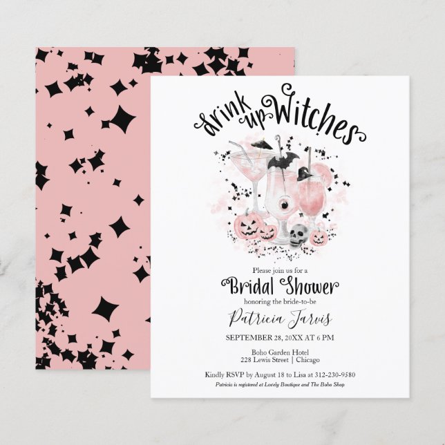 Lámina Invitación para Despedida de Soltera de Brujas con (Anverso / Reverso)