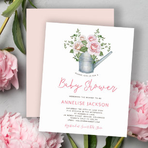 Lámina Invitación para ducha de bebé económica con flores