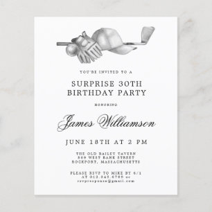 Lámina Invitación para el 30 cumpleaños de Golf con presu