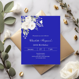 Lámina Invitación para el cumpleaños de flores azules azu