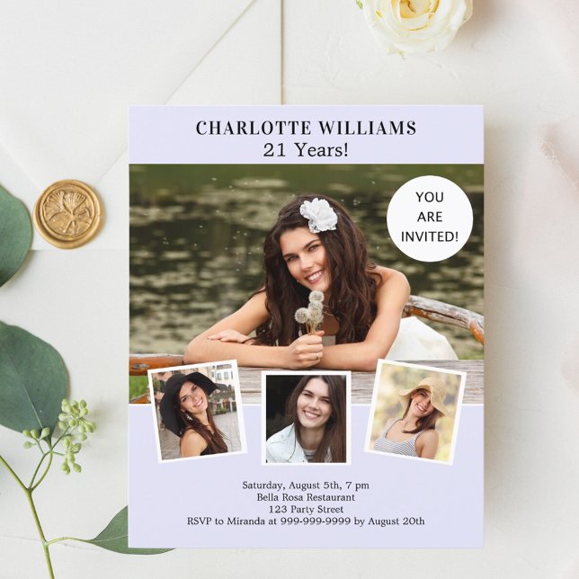 Lámina Invitación para el cumpleaños del collage de fotos (Subido por el creador)