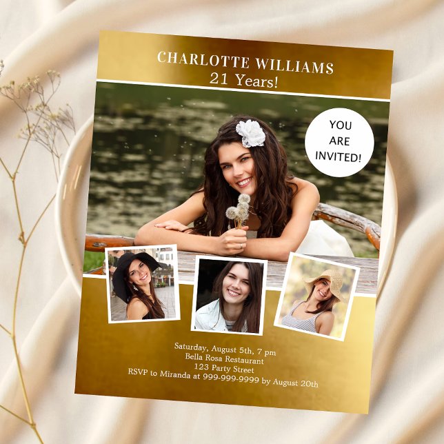 Lámina Invitación para el cumpleaños del collage de fotos (Subido por el creador)