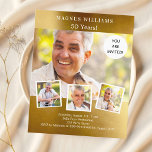 Lámina Invitación para el cumpleaños del collage de fotos<br><div class="desc">Crea tu propio collage de fotos único. Usa cuatro,  cuatro de tus fotos favoritas. Personalice y agregue un nombre y detalles del fiesta. Un fondo falso de aspecto dorado,  texto blanco. 1 hoja = 1 borde impreso de invitación al borde.</div>