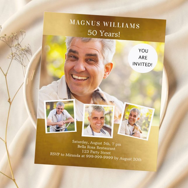 Lámina Invitación para el cumpleaños del collage de fotos (Subido por el creador)