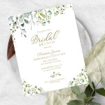 Lámina Invitación para el presupuesto de Brunch de novia<br><div class="desc">Delicado ramo de eucalipto,  verde ducha de novia de temática botánica asequible de 4.5"x5.6" invitaciones. NOTA: Los sobres NO ESTÁN INCLUIDOS; los sobres A7 coincidentes están disponibles para ser comprados por separado.</div>